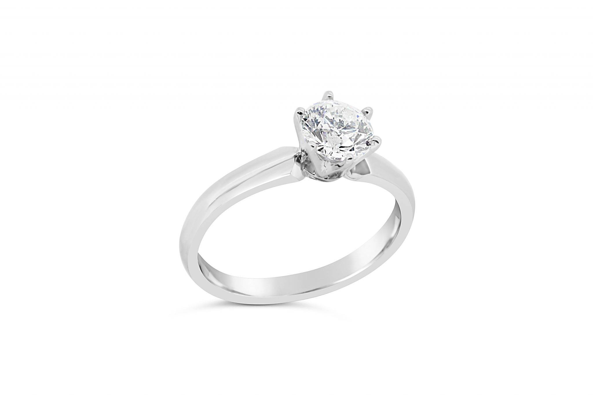 White Gold 1ct Round Brilliant Solitaire Engagement Ring