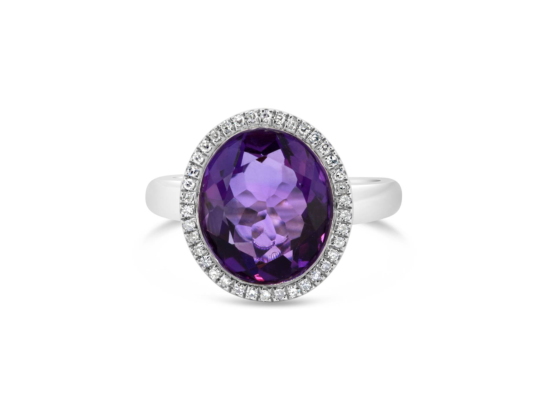 Amethyst and Diamond White Gold Cocktail Ring | Gold River Jewellers