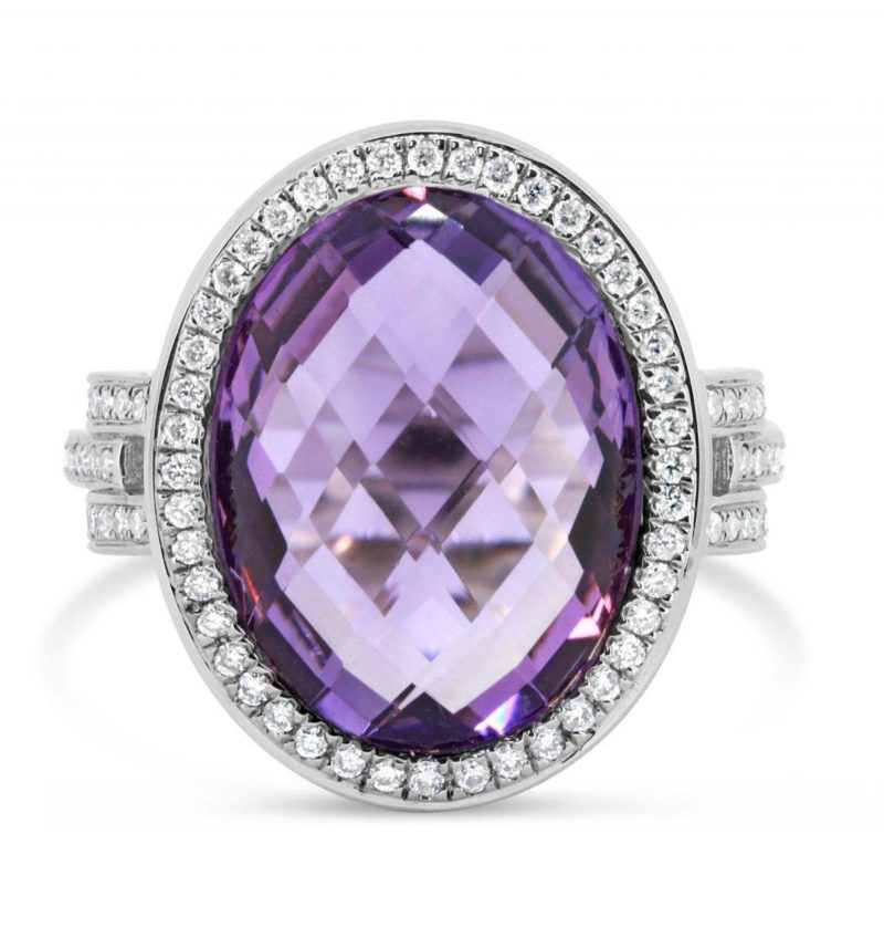 9.07ct Amethyst White Gold Cocktail Ring | Gold River Jewellers