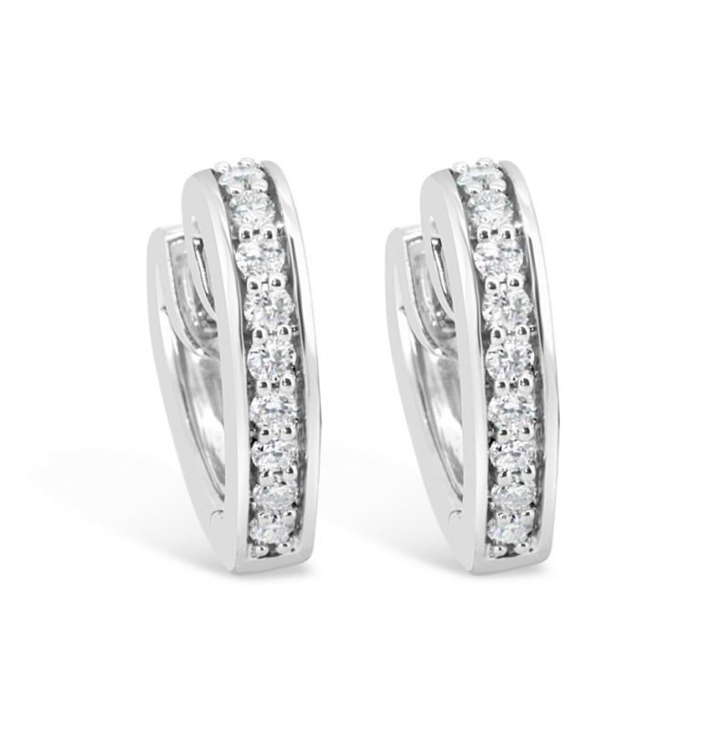 White Gold Heart Huggies with Diamonds | Gold River Jewellers