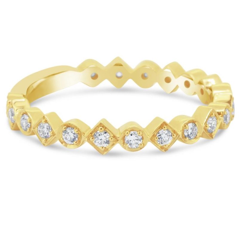 Yellow Gold Round Square Stackable Diamond Ring | Gold River Jewellers