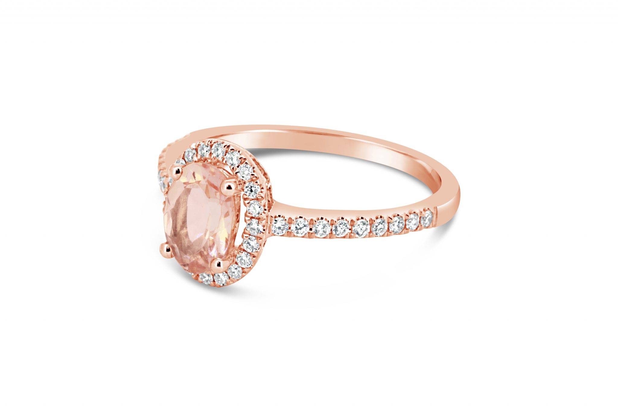 Oval Morganite in Rose Gold with Diamonds - Gold River Jewellers