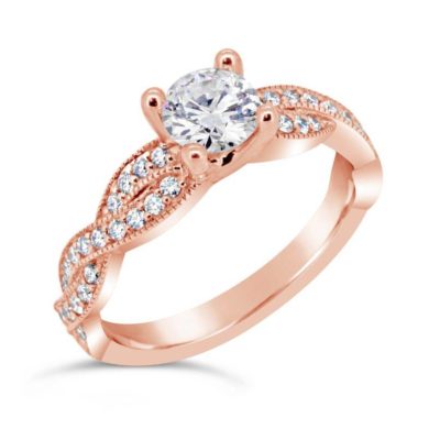 Rose Gold Twist Band Solitaire Engagement Ring - Gold River Jewellers
