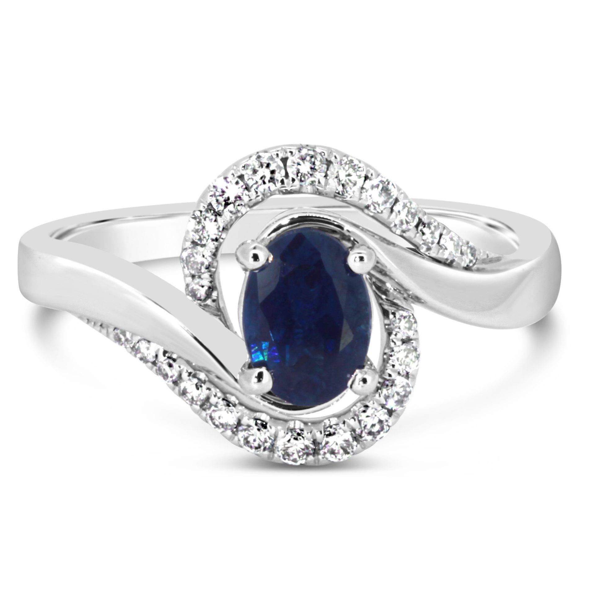 Blue Sapphire featuring Diamonds on Split Band Ring - Gold River Jewellers