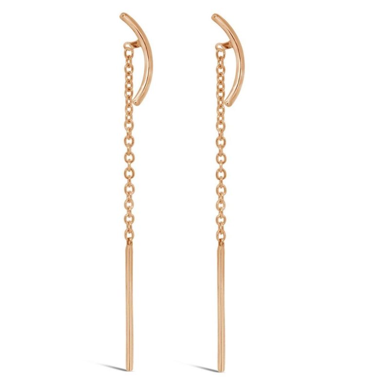 Crafted of 9k rose gold, these threaders feature a curved bar. Designed and handcrafted in North Lakes QLD.