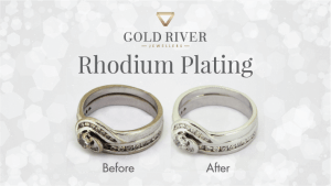 Rhodium plating before and after of white gold and diamond ring