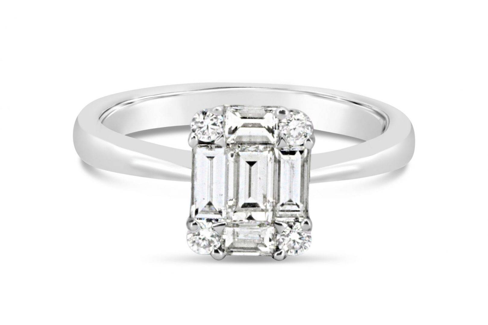 Emerald Cut Diamond Cluster With Round Diamonds Gold River Jewellers 3507