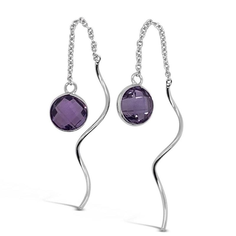 earrings are hand-crafted in 9ct White Gold with two stunning Amethyst checkerboard stones. 