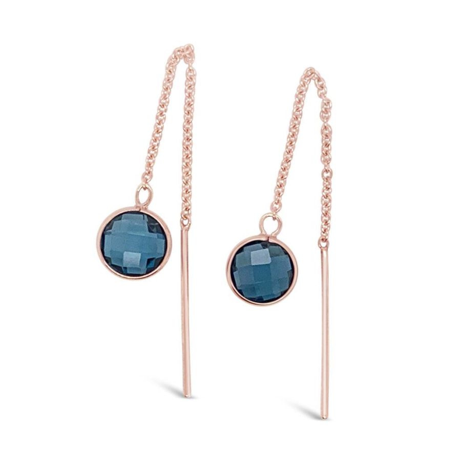 Hand-crafted of 9ct Rose Gold and two stunning London Blue Topaz stones.