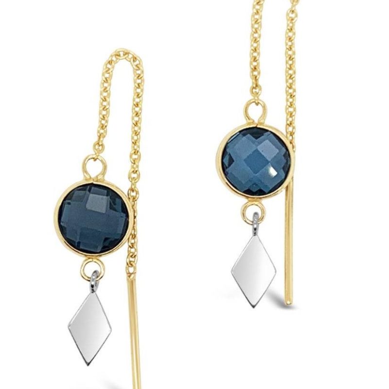 Apart of the Elements Collection these earrings are hand-crafted of 9ct Yellow and White Gold with two stunning London Blue Topaz stones.