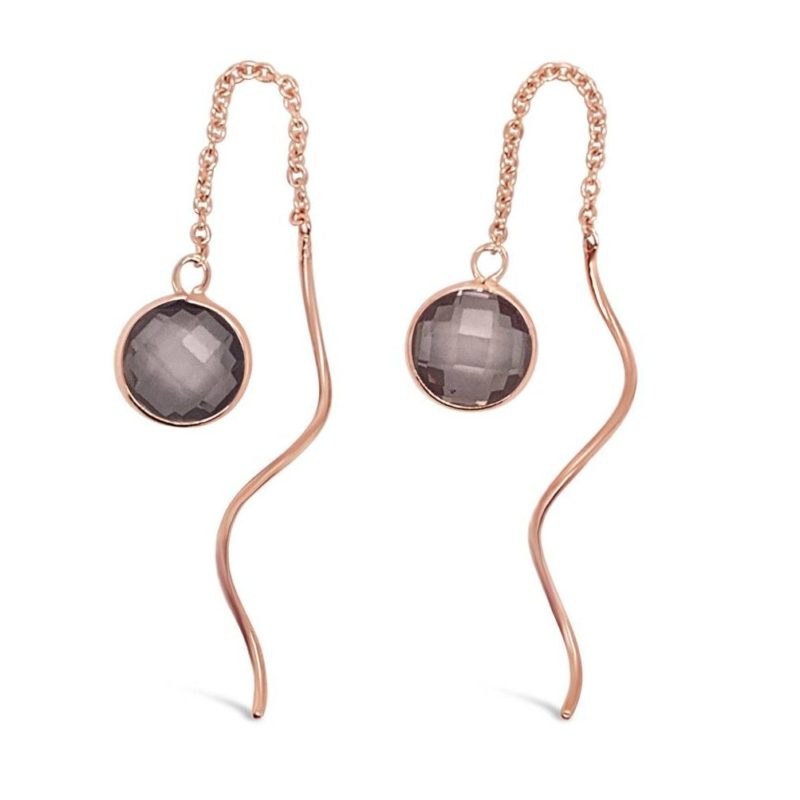 Apart of the Elements Collection, these earrings are handcrafted featuring a checkerboard cut Rose Quartz stone and a twisted thread