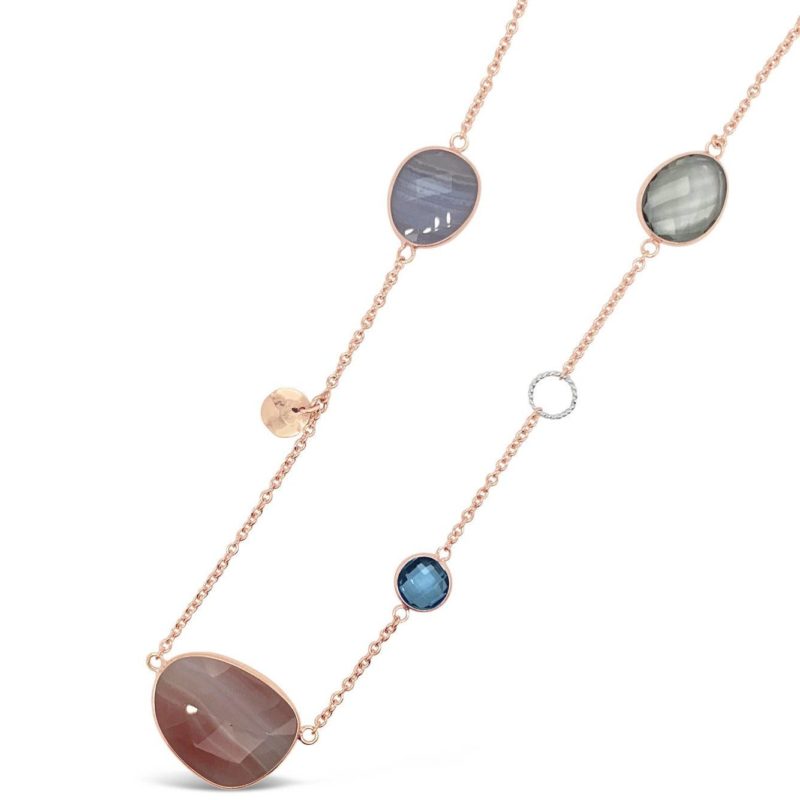 Apart of the Elements Collection, featuring Blue Lace Agate, Pink Lace Agate, Swiss Blue Topaz and Praisilite.