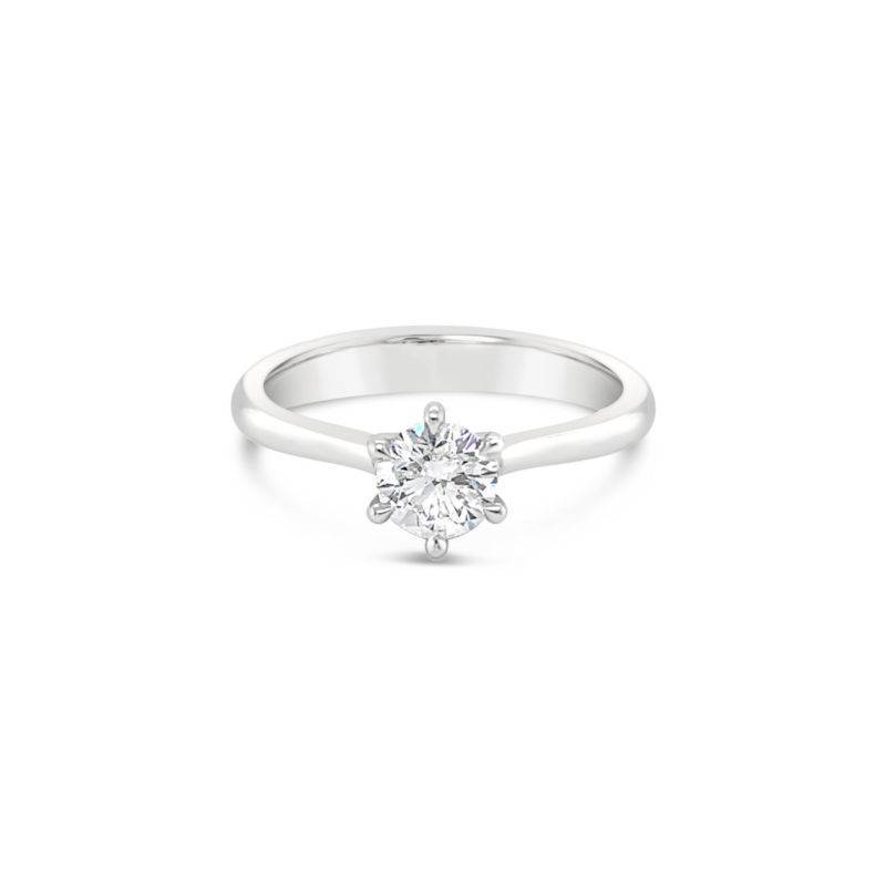 Classic 6 claw diamond solitaire ring, crafted to ensure this precious diamond is secure in its setting. Exceptional quality made to last.
