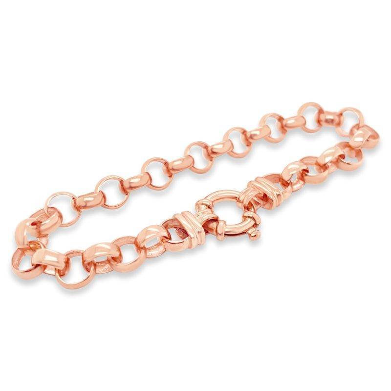 The bracelet is made using solid 9ct Rose Gold with a round belcher link chain and bolt clasp.
