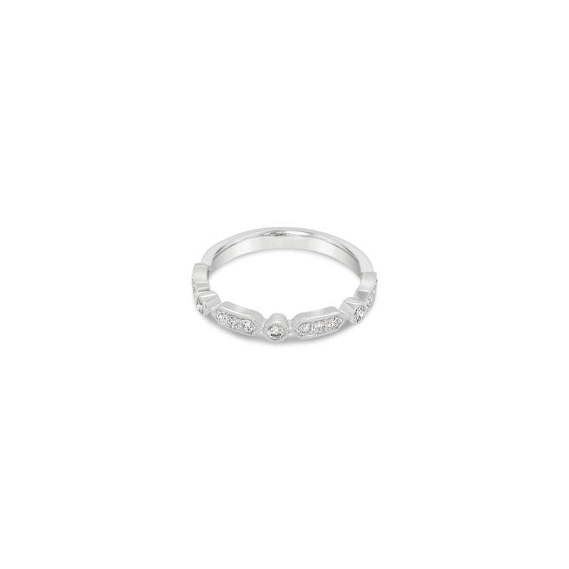 White Gold Hexagonal Diamond Stacker Ring