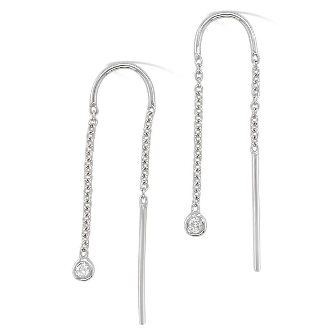Diamond Thread Earrings in White Gold Gold River Jewellers
