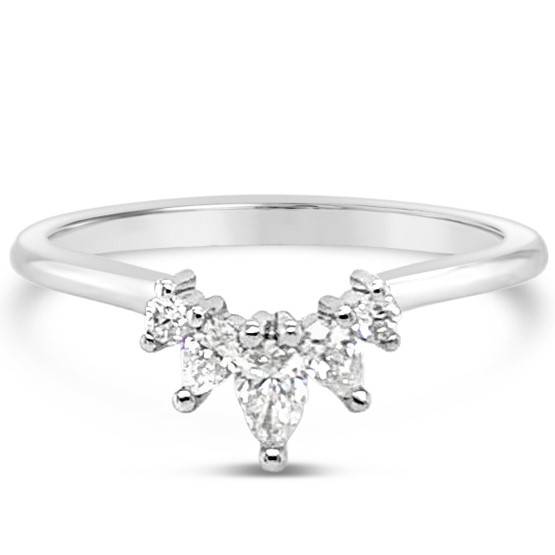 Pear Crown Ring, this stylish ring has the look has a curve to be paired perfectly with an engagement ring or as a statement ring.  