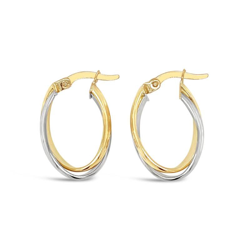 Two Tone Oval Crossover Earrings