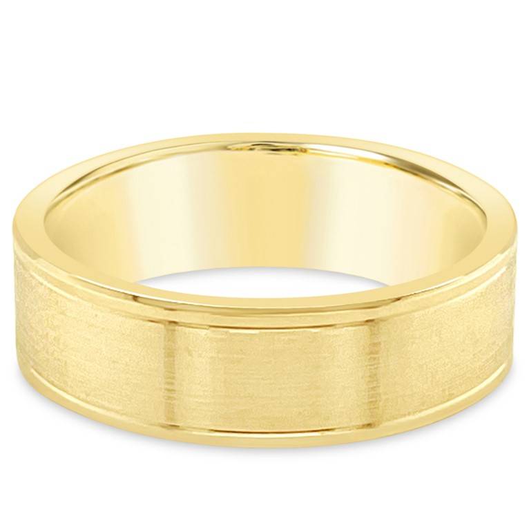 Men's Wedding Ring, crafted in 9ct Yellow Gold band with a subtle brushed finish, this ring is the epitome of style and luxury.