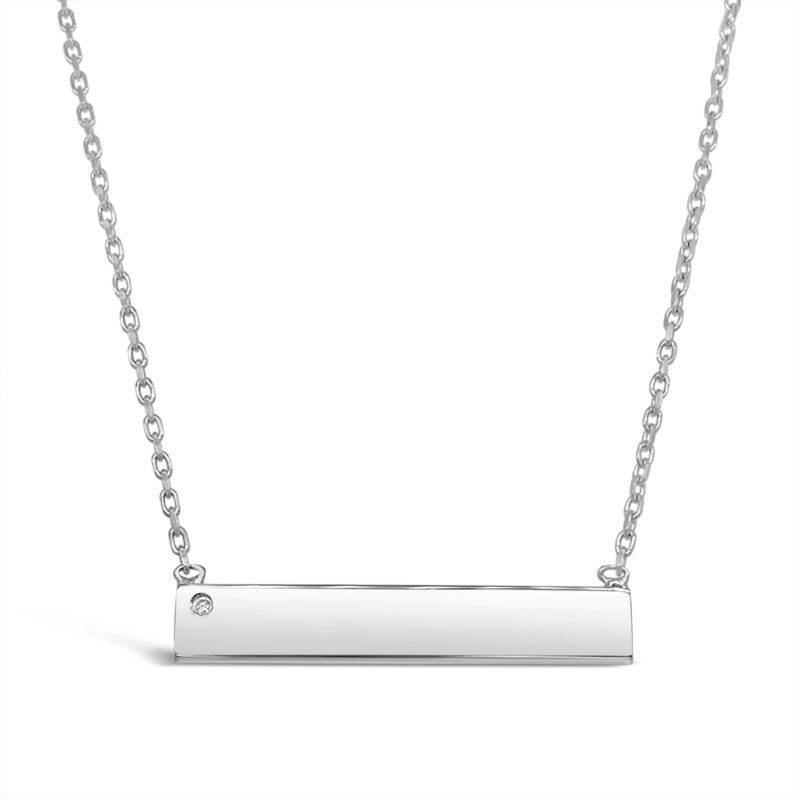 Nameplate Necklace in White Gold