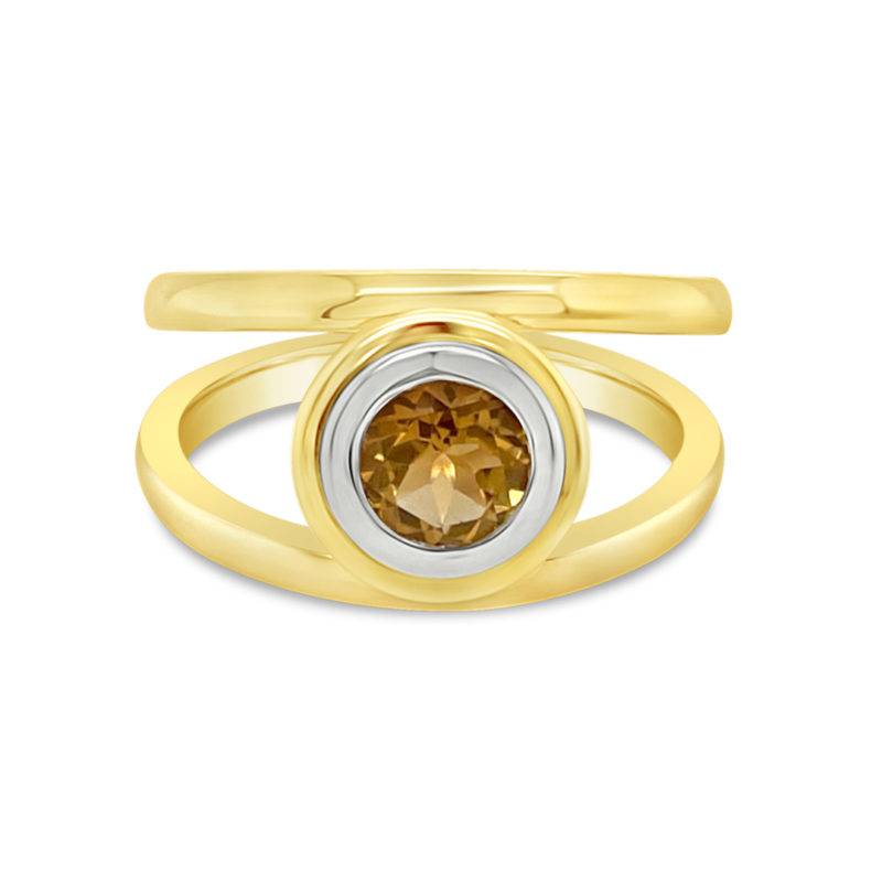 Citrine Ring with Double Bezel