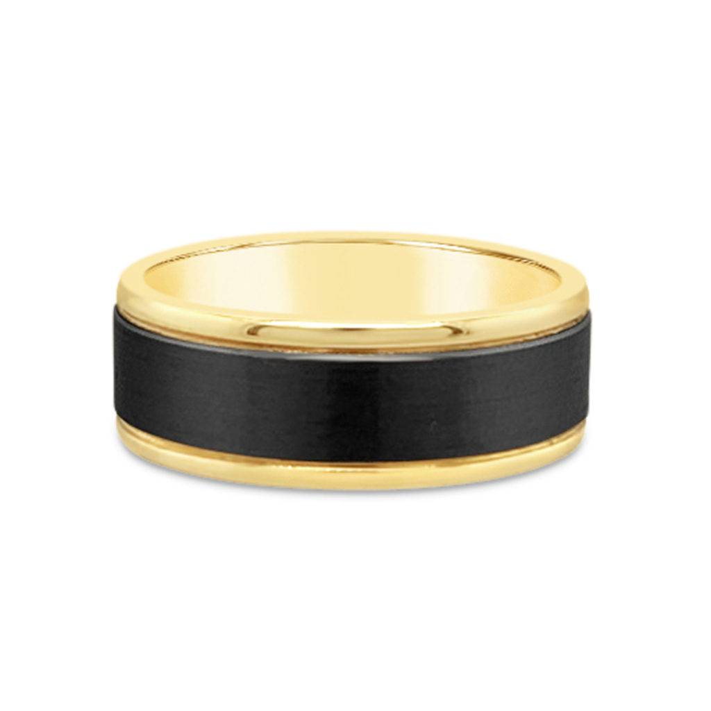 Black Gents Ring with Gold Edges - Gold River Jewellers