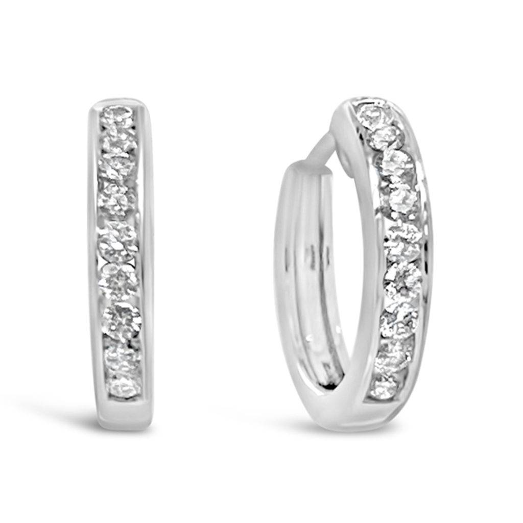 White Gold Diamond Huggie Earrings - Gold River Jewellers