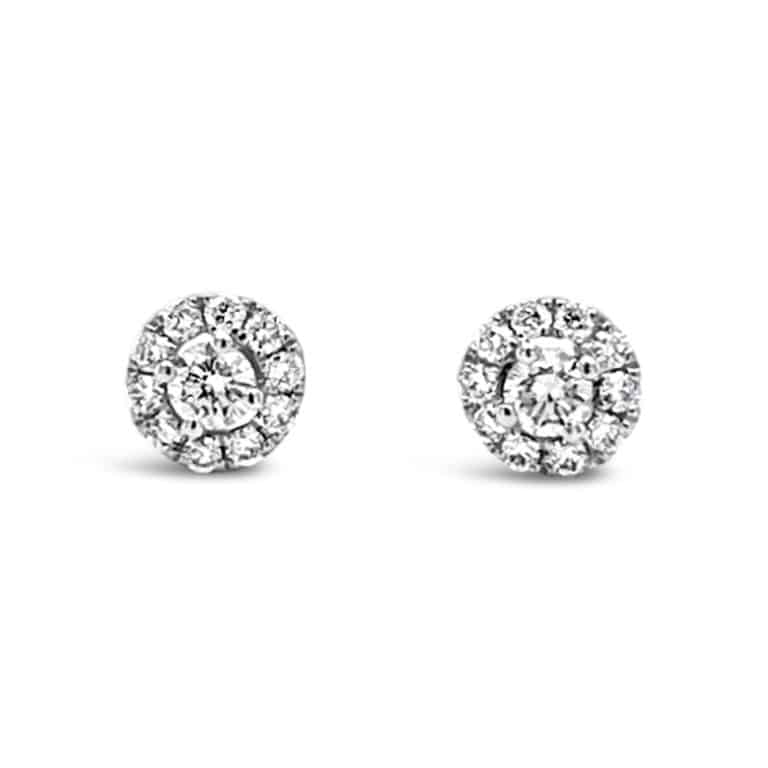 Diamond Halo Stud Earrings - Gold River Jewellers
